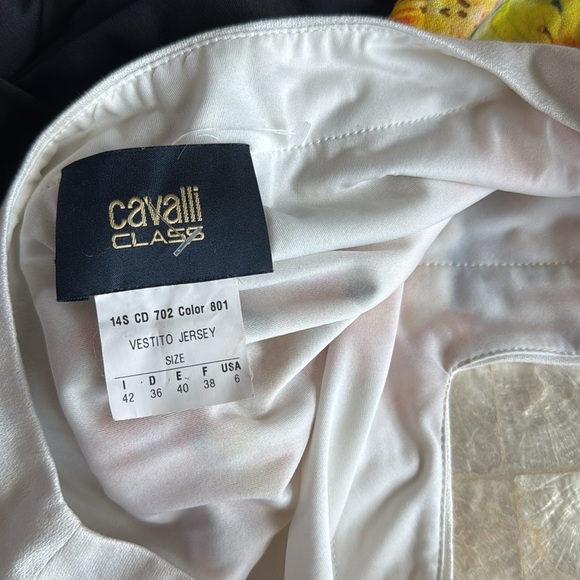 Roberto Cavalli Floral Print Dress with Black & White back colorful jersey sz 6 - Picture 14 of 15